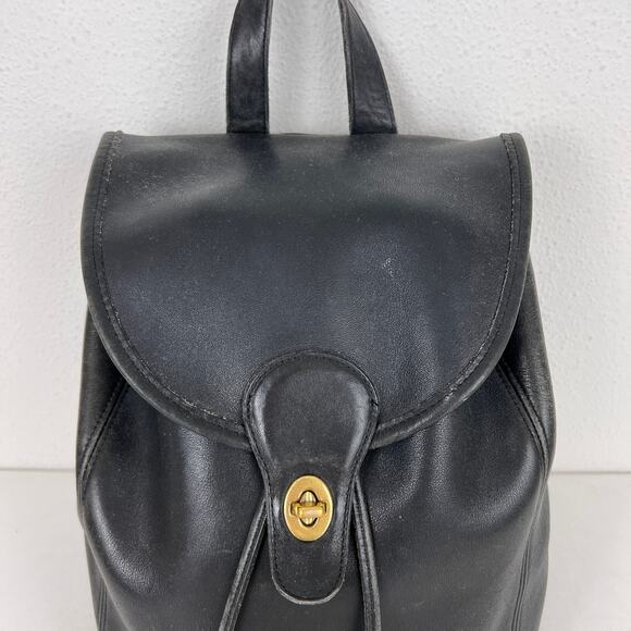VTG Coach Black Leather Classic Backpack XL 9943 - Picture 2 of 9